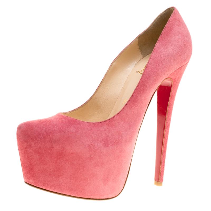 Christian Louboutin Pink Suede Daffodile Platform Pumps Size 37 3