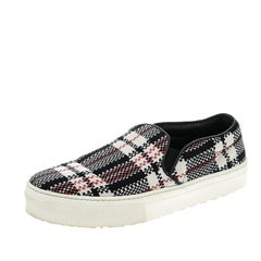 Celine Multicolor Checkered Print Canvas Skate Slip On Sneakers Size 37