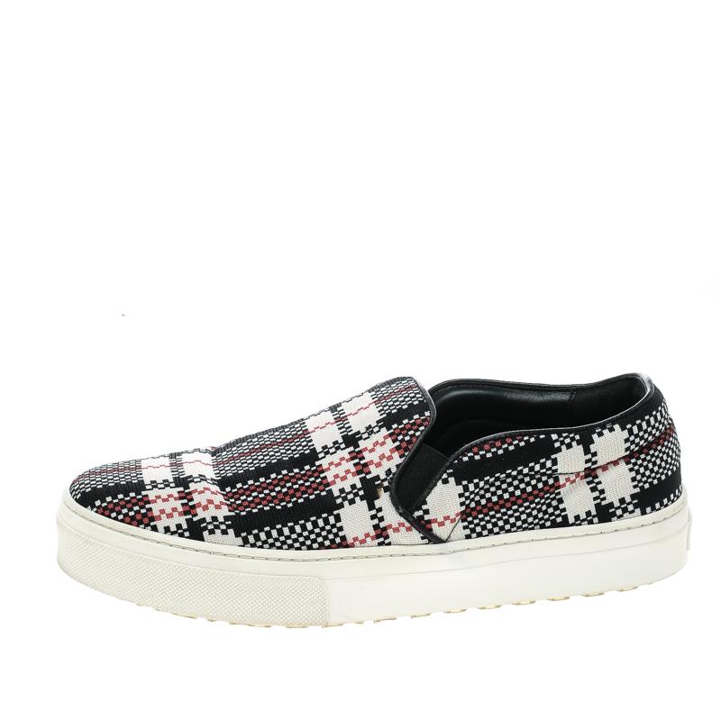 Celine Multicolor Checkered Print Canvas Skate Slip On Sneakers Size 37 1