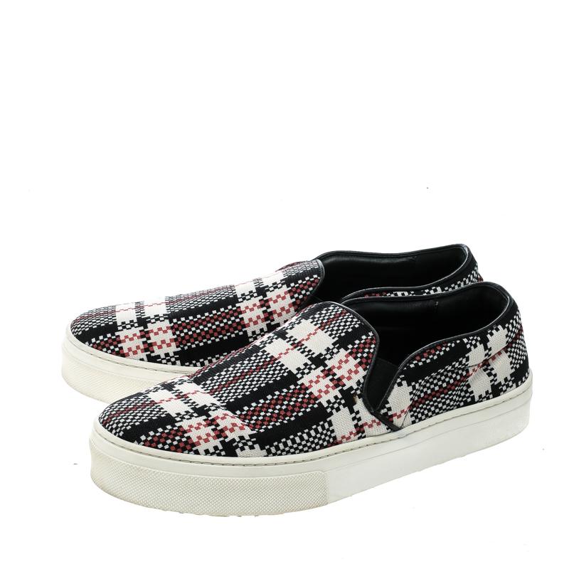 Women's Celine Multicolor Checkered Print Canvas Skate Slip On Sneakers Size 37