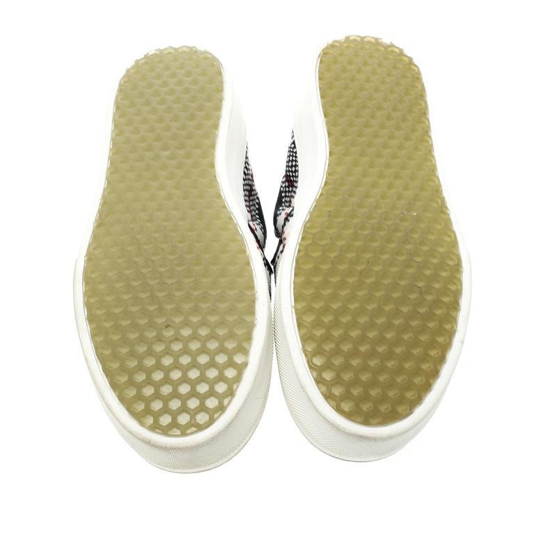 Celine Multicolor Checkered Print Canvas Skate Slip On Sneakers Size 37 3