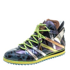 Dolce & Gabbana Multicolor Contrast Leather High Top Sneakers Size 41