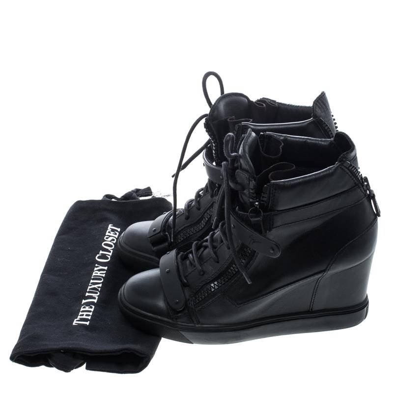 Giuseppe Zanotti Black Leather Lorenz Wedge Sneakers Size 41 1