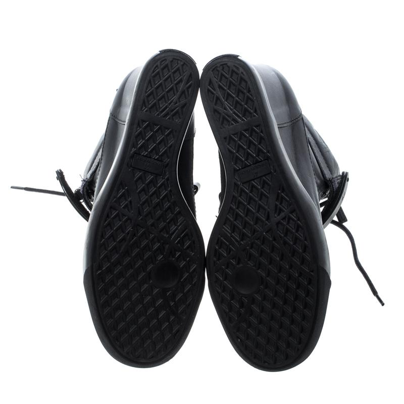 Women's Giuseppe Zanotti Black Leather Lorenz Wedge Sneakers Size 41