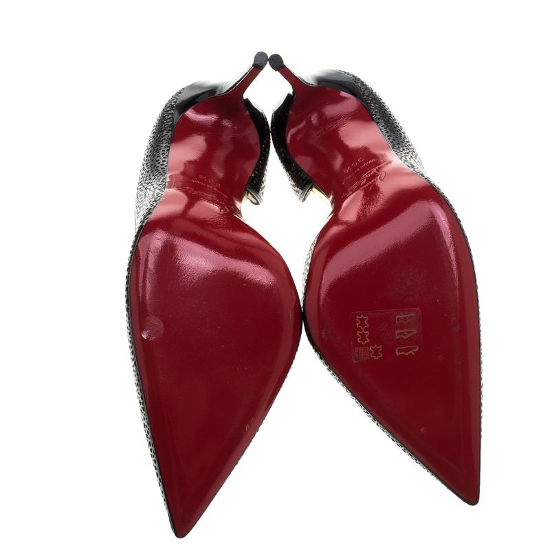 Christian Louboutin Two Tone Laser Cut Patent Leather Galupump Pointed Toe D'Ors In Good Condition In Dubai, Al Qouz 2