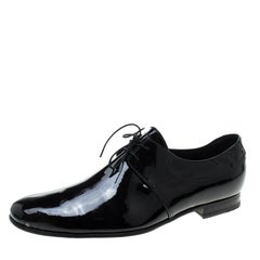 Gucci Black Patent Leather Lace Up Derby Size 45