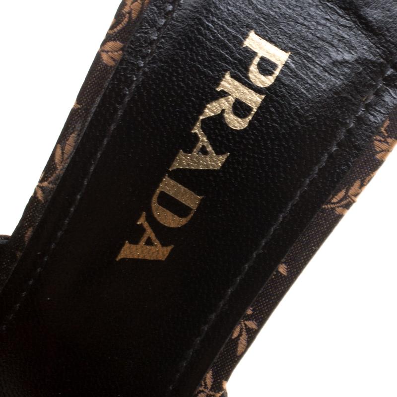 Prada Black Floral Silk Brocade Mule Sandals Size 39 2