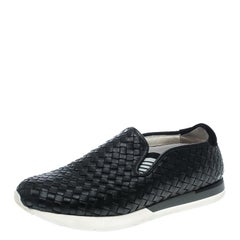 Bottega Veneta Black Intrecciato Leather Loafers Size 42