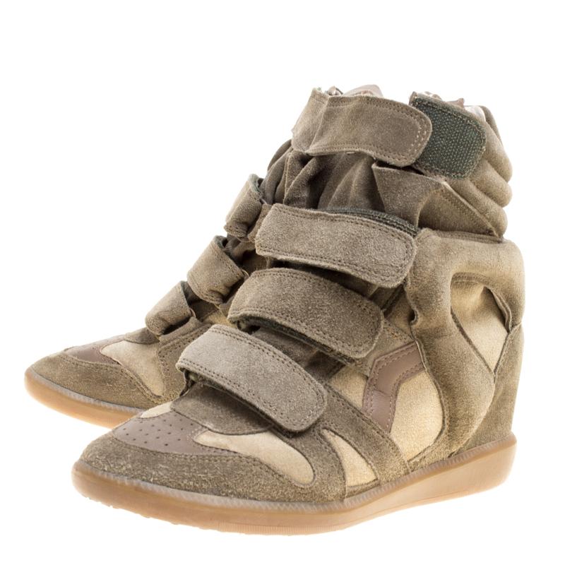 Isabel Marant Moos Green Suede Bekett Wedge Sneakers Size 38 3