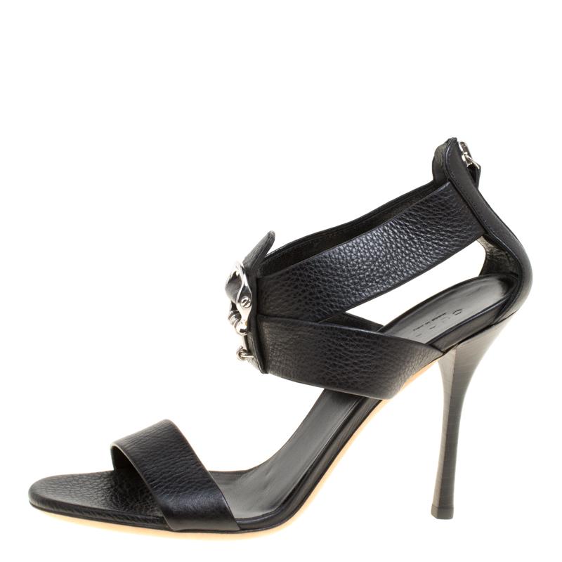 Women's Gucci Black Leather Sandals Size 39.5