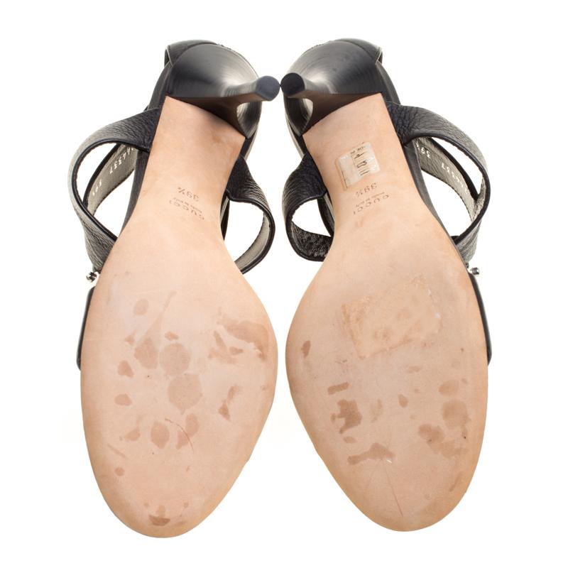 Gucci Black Leather Sandals Size 39.5 2