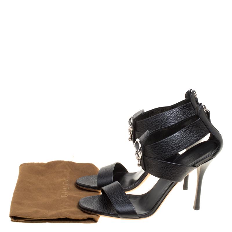 Gucci Black Leather Sandals Size 39.5 4