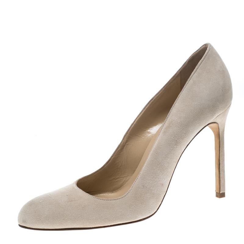 Manolo Blahnik Beige Suede BBR Pumps Size 36