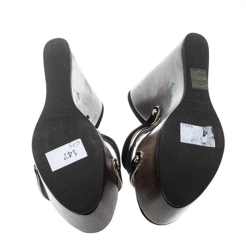 Jimmy Choo Black Suede Platform Wedge Sandals Size 38 4