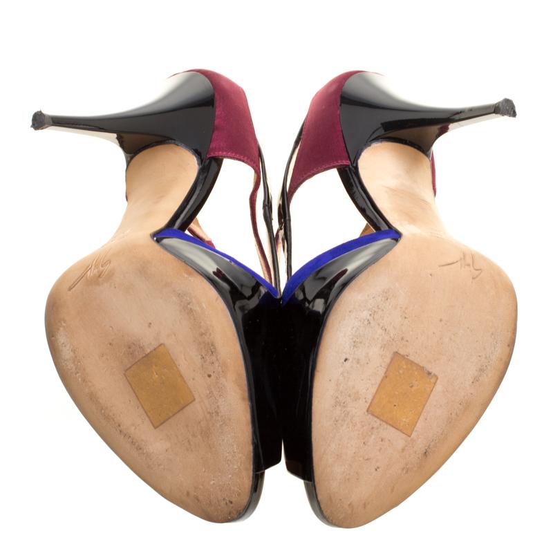 Women's Giuseppe Zanotti Black Patent Leather Ankle Strap Peep Toe Platform Sandals Size