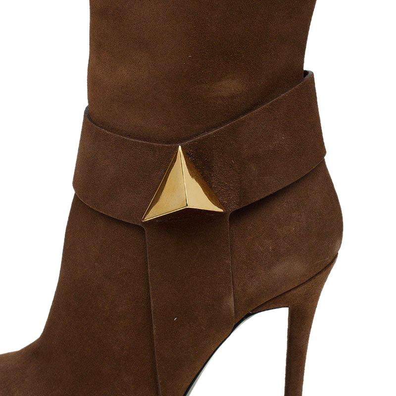 Giuseppe Zanotti Brown Suede Pointed Toe High Heel Knee Boots Size 38.5 4