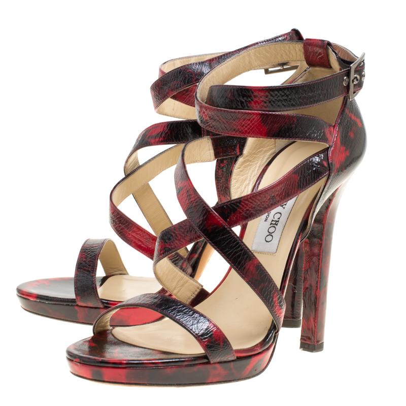 Jimmy Choo Two Tone Leather Criss Cross Ankle Strap Platform Sandals Size 40.5 2