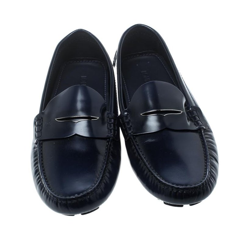 Louis Vuitton Blue Leather Shade Penny Loafers Size 41 at 1stdibs