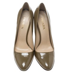 Prada Khaki Patent Leather Pumps Size 37