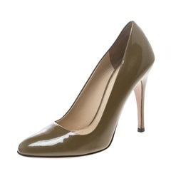 Prada Khaki Patent Leather Pumps Size 37