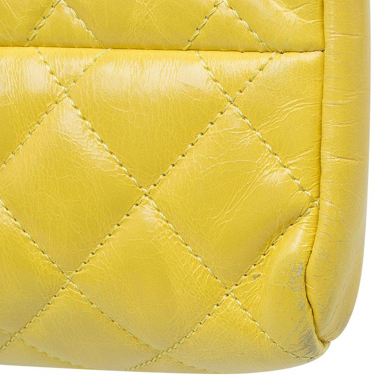 Chanel Yellow Quilted Aged Calfskin Leather Mademoiselle Bowling Bag 4