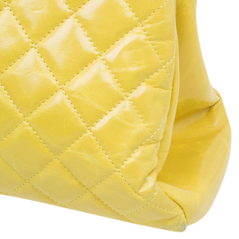 Chanel Yellow Quilted Aged Calfskin Leather Mademoiselle Bowling Bag 7