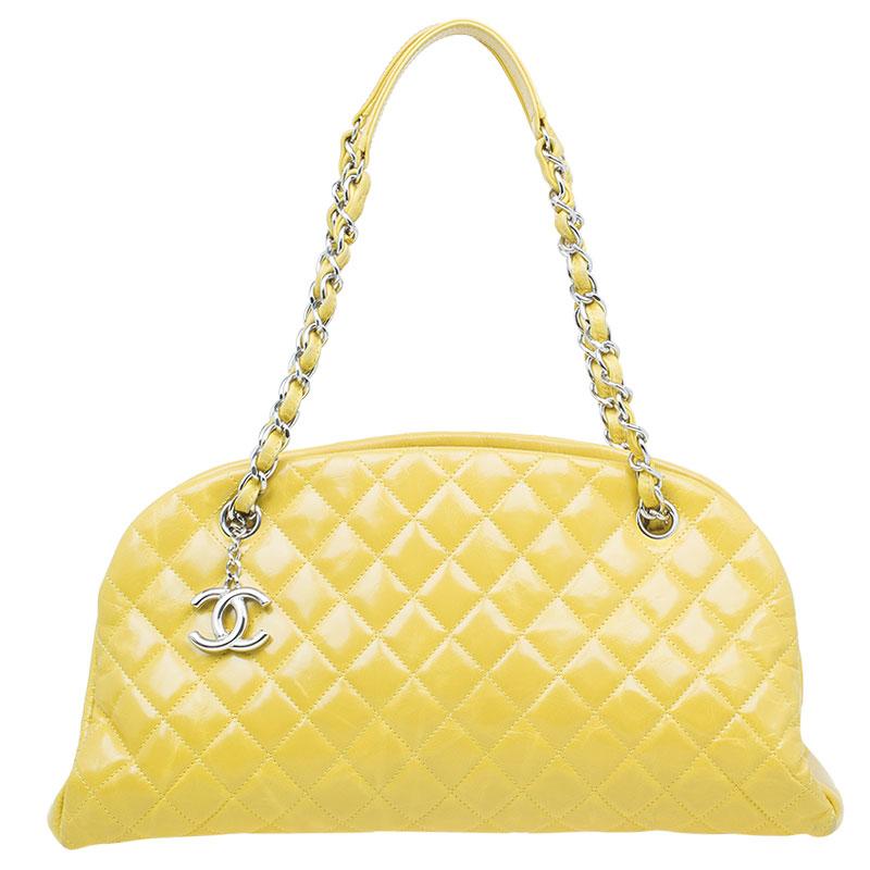 Chanel Yellow Quilted Aged Calfskin Leather Mademoiselle Bowling Bag