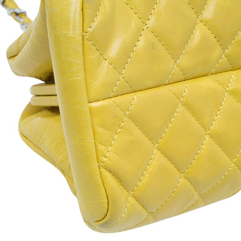 Chanel Yellow Quilted Aged Calfskin Leather Mademoiselle Bowling Bag 6