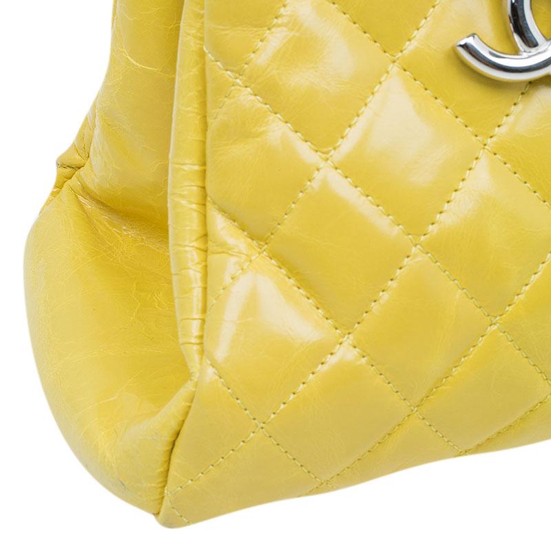 Women's Chanel Yellow Quilted Aged Calfskin Leather Mademoiselle Bowling Bag