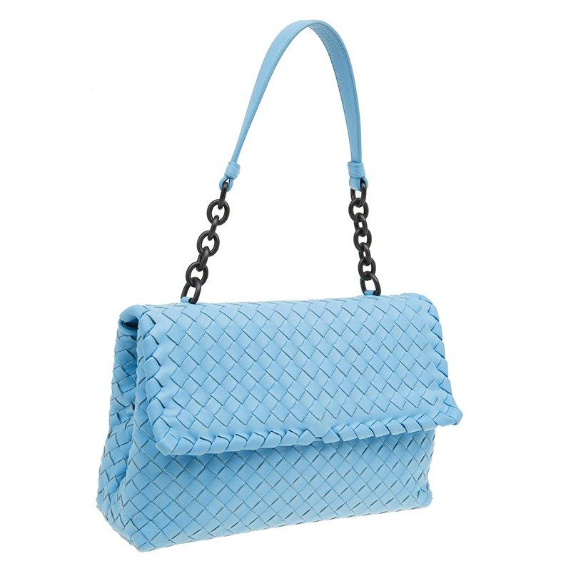 Bottega Veneta Baby Blue Intrecciato Leather Small Olimpia Top Handle Bag 6