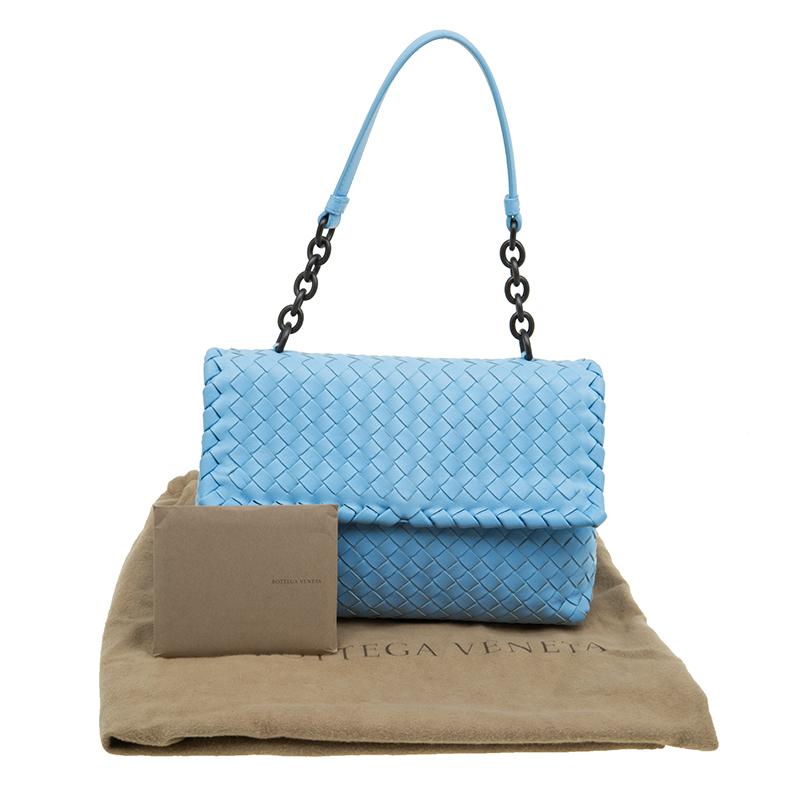 Bottega Veneta Baby Blue Intrecciato Leather Small Olimpia Top Handle Bag 3