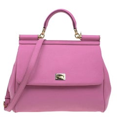 Dolce and Gabbana Pink Leather Large Miss Sicily Tote