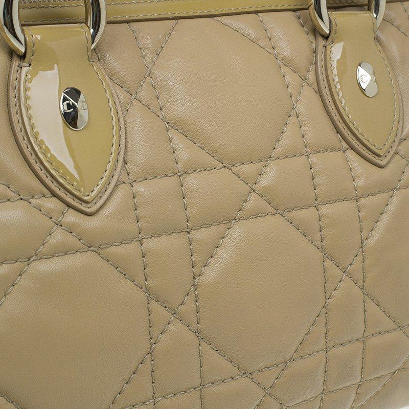 Dior Beige Cannage Quilted Leather Satchel 3