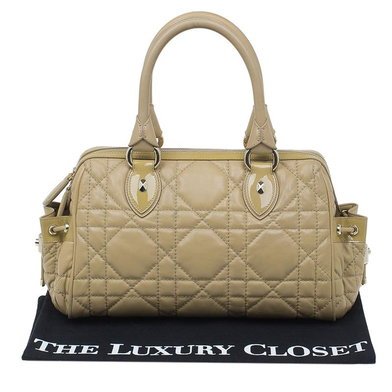 Dior Beige Cannage Quilted Leather Satchel 5