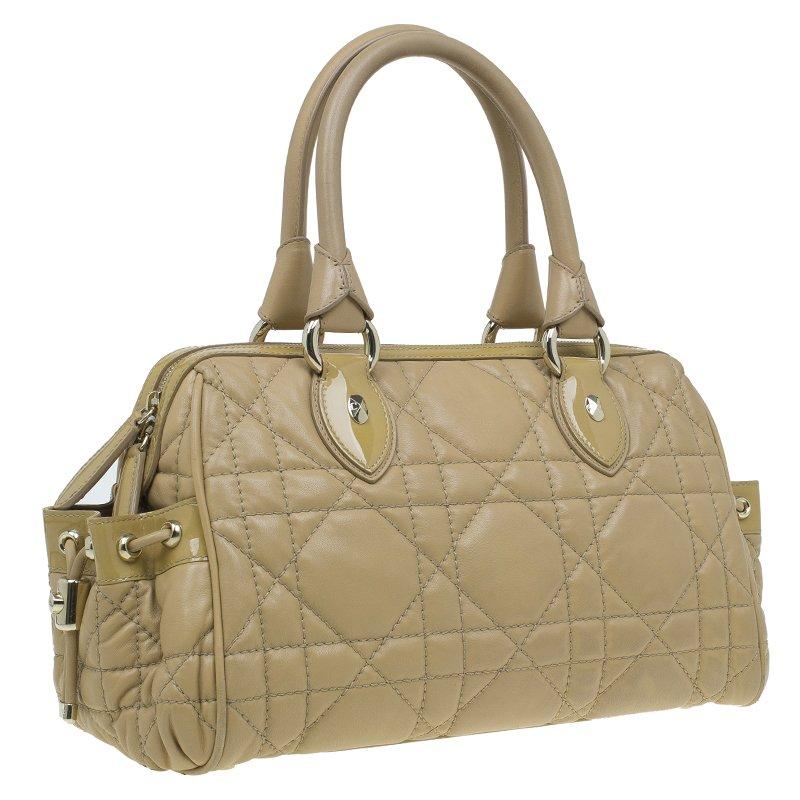 Dior Beige Cannage Quilted Leather Satchel 6