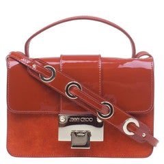 Jimmy Choo Red Patent Leather and Suede Rebel Crossbody Bag