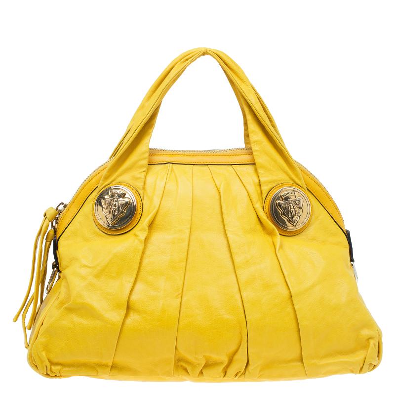 Gucci Yellow Leather Hysteria Top Handle Bag