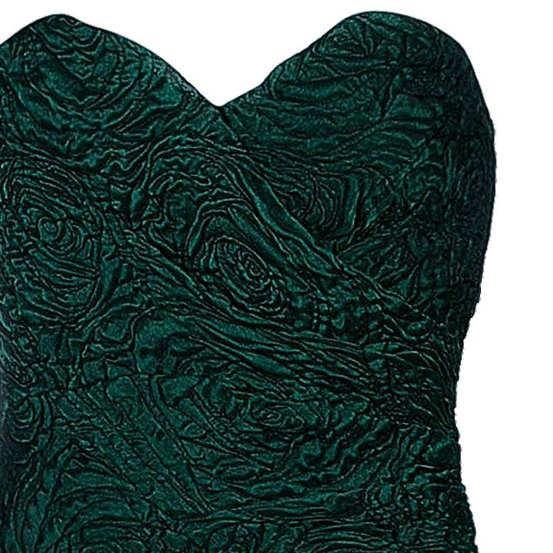 Monique Lhuillier Green Tufted-skirt Strapless Gown M 4
