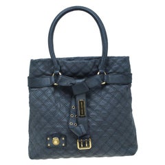 Used Marc Jacobs Dark Grey Quilted Leather Casey Double Stitch Tote