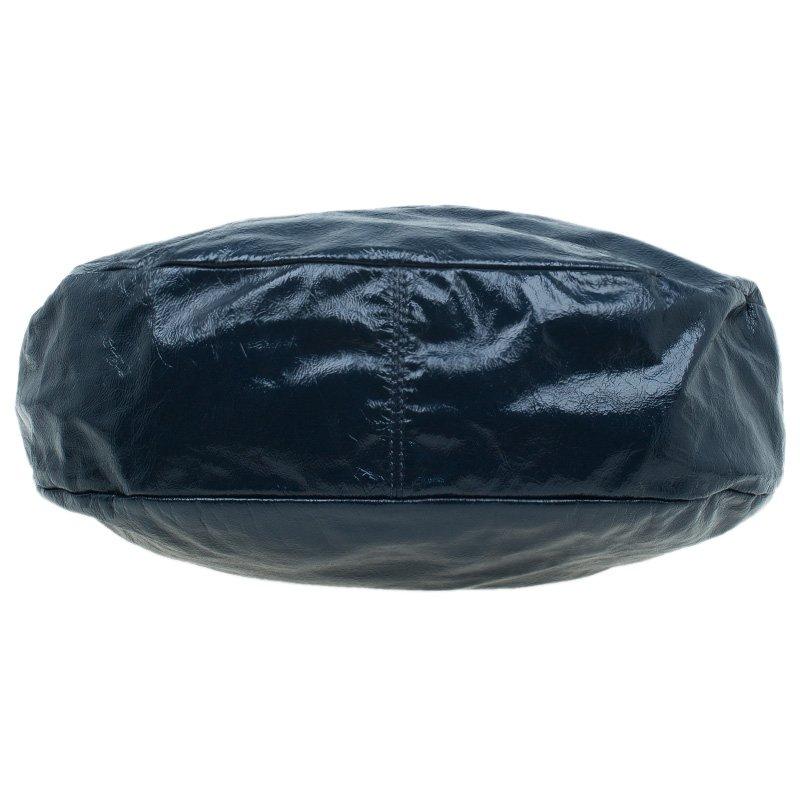 Marc by Marc Jacobs Navy Blue Bicolor Patent Leather Classic Q Hillier Hobo 6