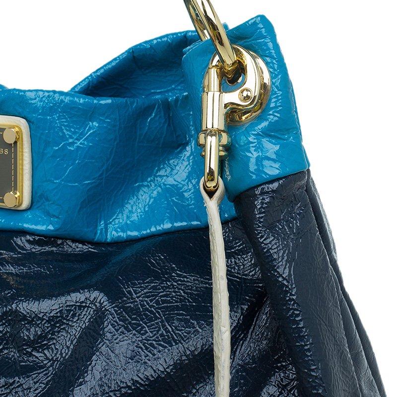 Marc by Marc Jacobs Navy Blue Bicolor Patent Leather Classic Q Hillier Hobo 1