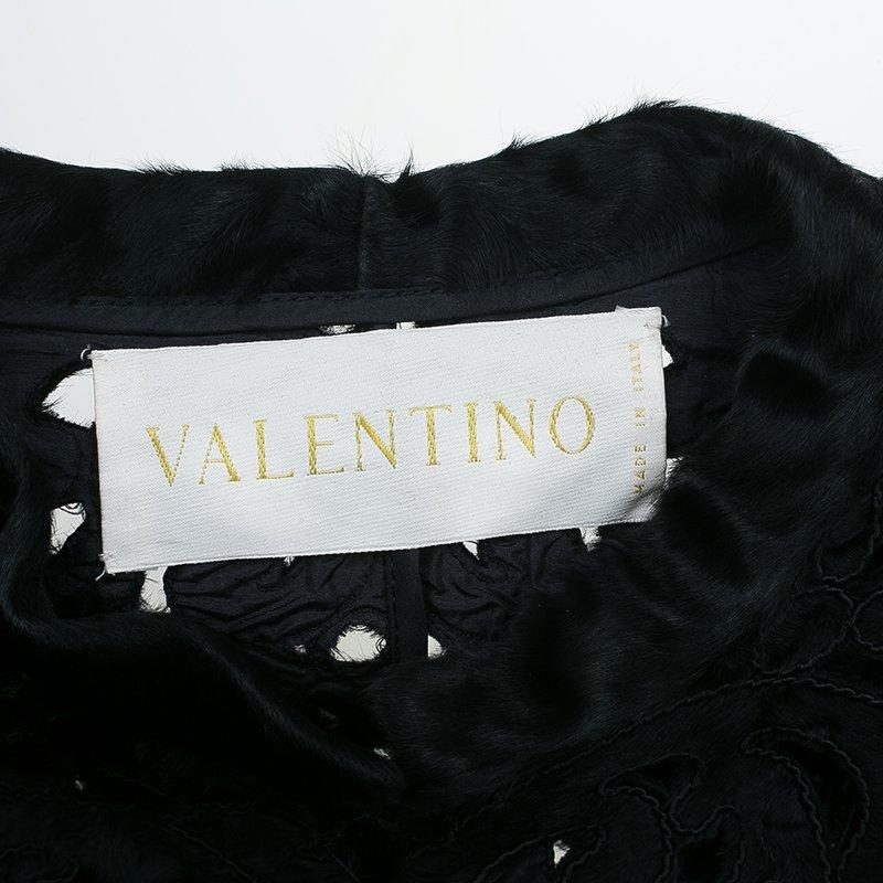 Valentino Black Pony Hair Cutout Coat S 1