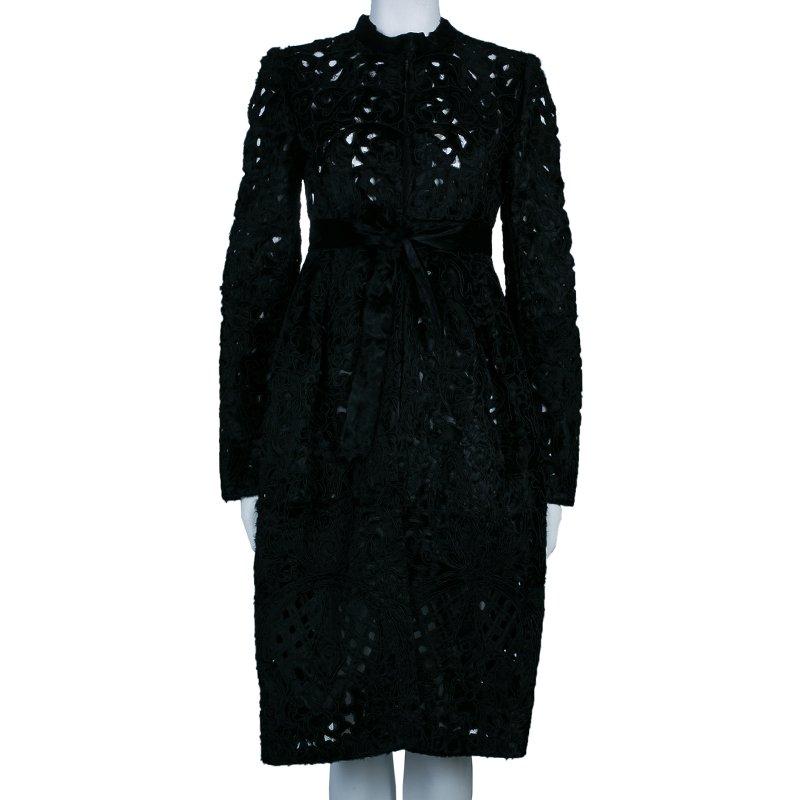 Valentino Black Pony Hair Cutout Coat S In Excellent Condition In Dubai, Al Qouz 2