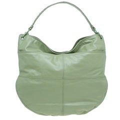 Bottega Veneta Mela Green Leather Woven Handle Hobo Bag