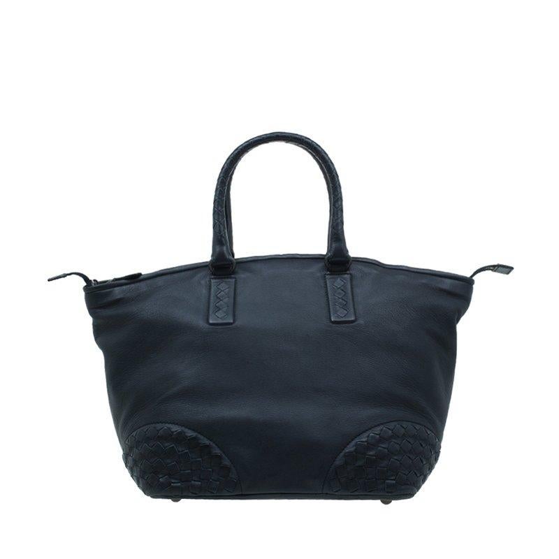 Bottega Veneta Black Nappa Intrecciato Leather Small Tote Bag