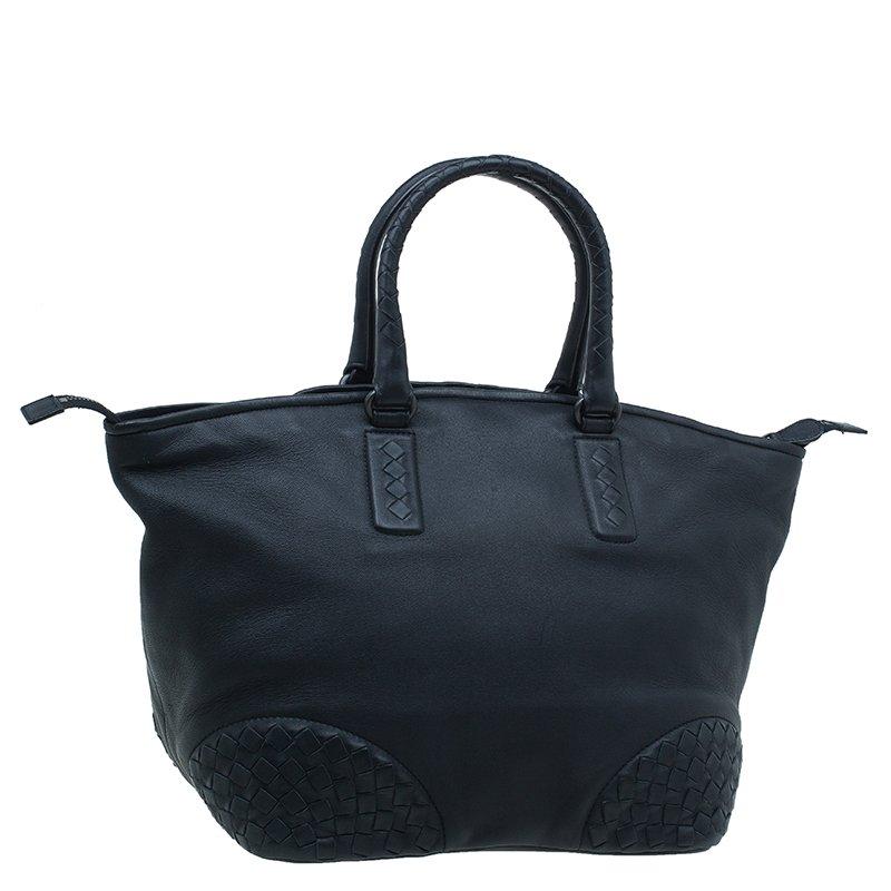 Bottega Veneta Black Nappa Intrecciato Leather Small Tote Bag 2