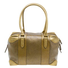 Fendi Gold Pebbled Leather Media Boston Bag