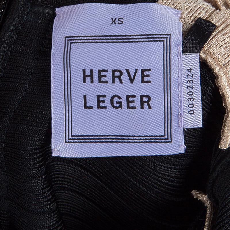 Herve Leger Black Crossover Sequin Embellished Bandage Dress XS 7