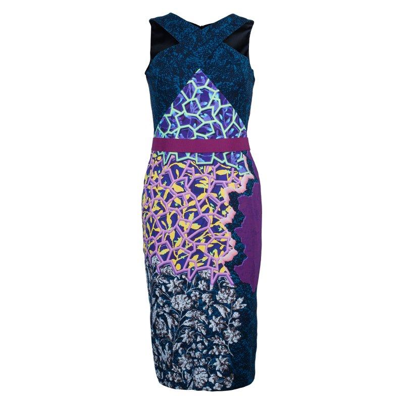 Peter Pilotto Multicolor Print Criss Cross Sleeveless Dress M