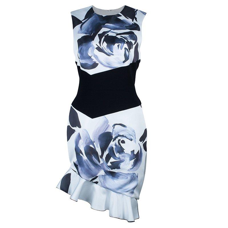Prabal Gurung Rose Print Asymmetric Sleeveless Dress M